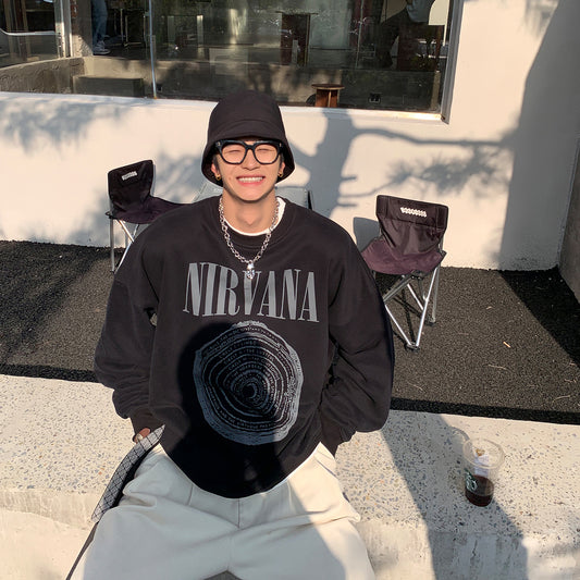 Autumn And Winter Personality Print Ins Crew Neck Pullover Long-sleeved Hoodie