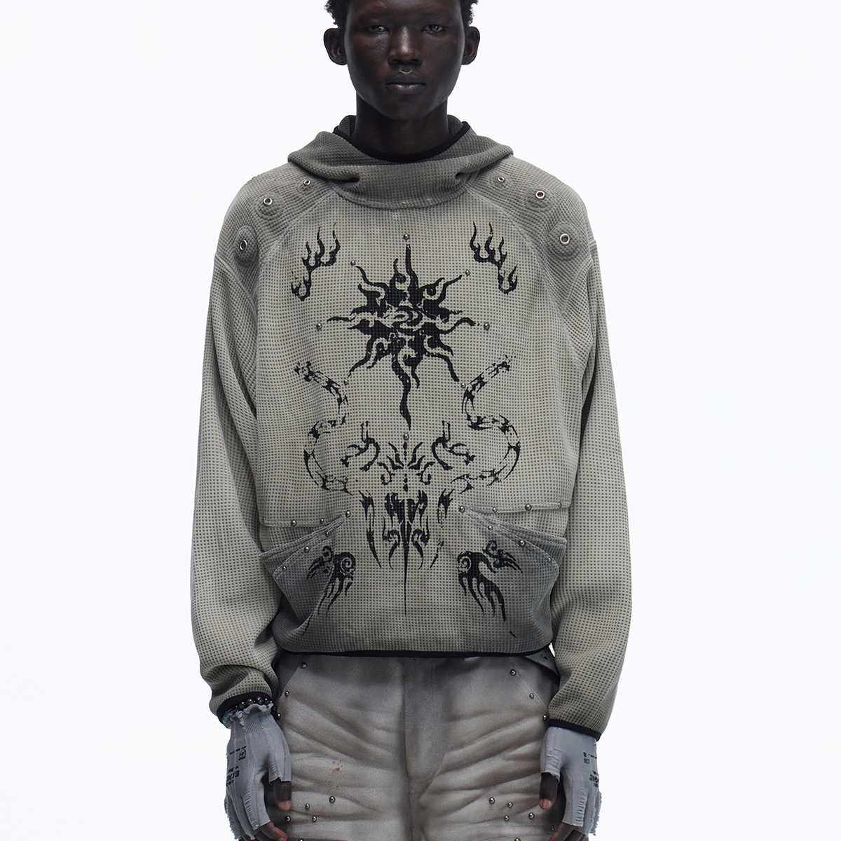 Hooded Waffle-knit Hoodiekeeps You Warm