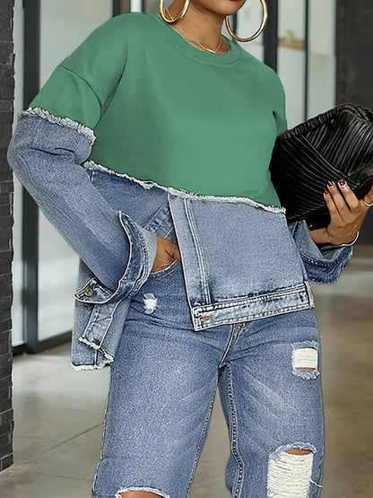 Womens Casual Fashionable Color-blocked Minimalist Top