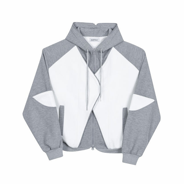 Men's Minimalist Color Matching Loose Hooded Sweater